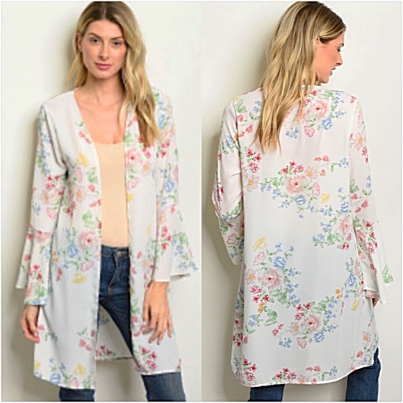 Boho Chic Swim Coverup Kimono Cardi ML - Picture 3 of 5